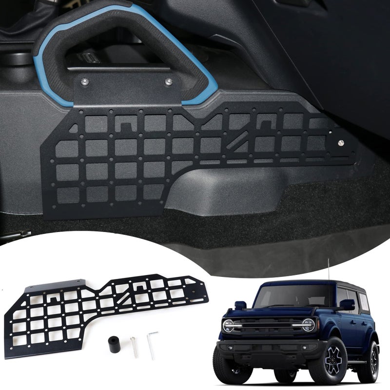 RERPRO Molle Panel for 2021 2022 2023 2024 2025 Ford Bronco 24 Door Interior Accessories Center Console Storage Passenger Side Grid Plate Organizer Gear Shifter Right Side Hanging Steel Rack Black